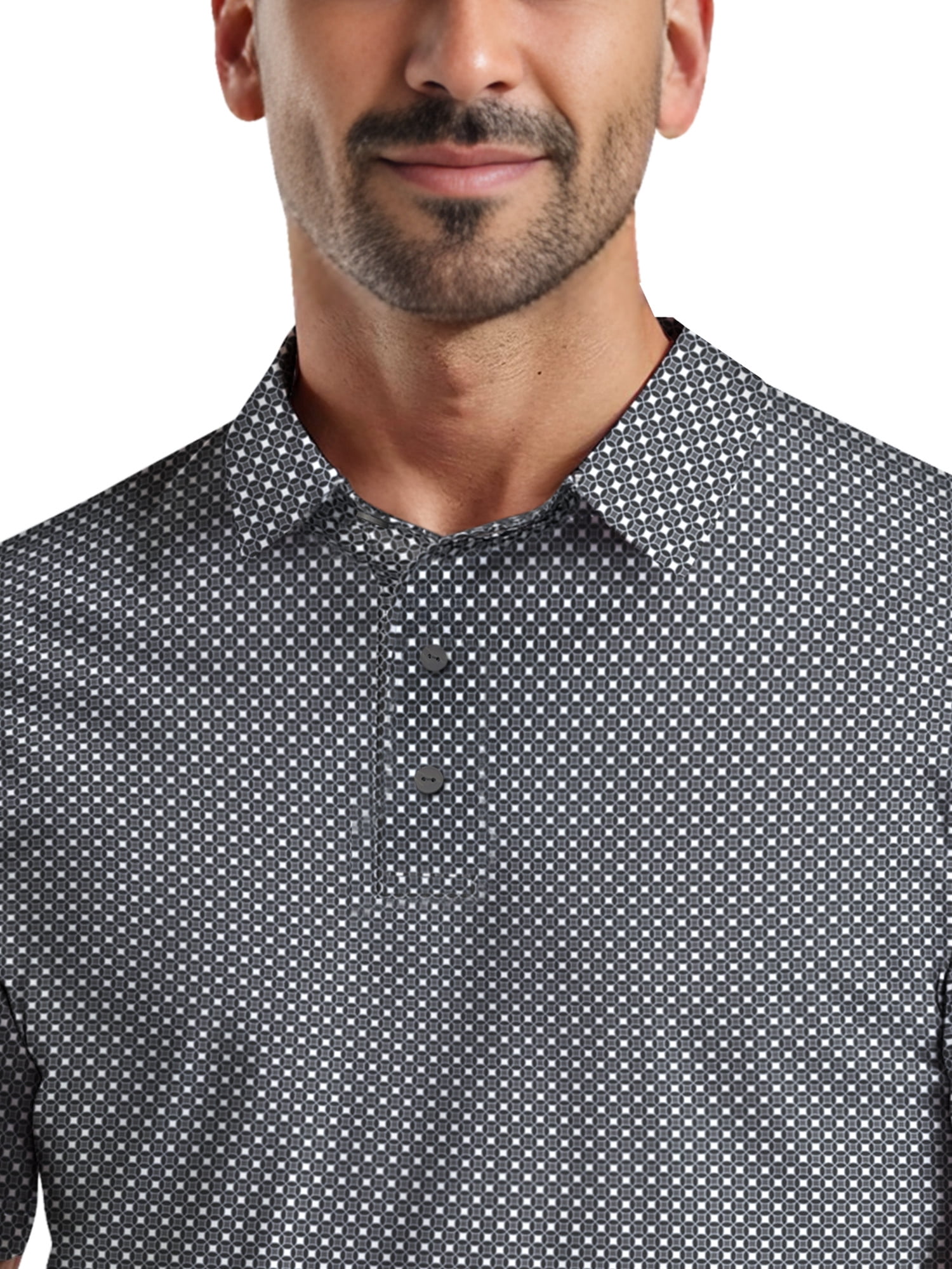 Ben Hogan Men's & Big Men's Performance Allover Geo Print Short Sleeve Golf Polo Shirt, Sizes S-5XL