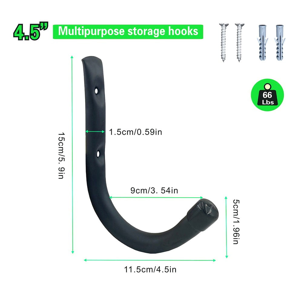 Heavy Duty J-Type Wall Brackets Hooks,6 Pack Garage Storage Tool Hangers for Bicycles,Hoses and Tools