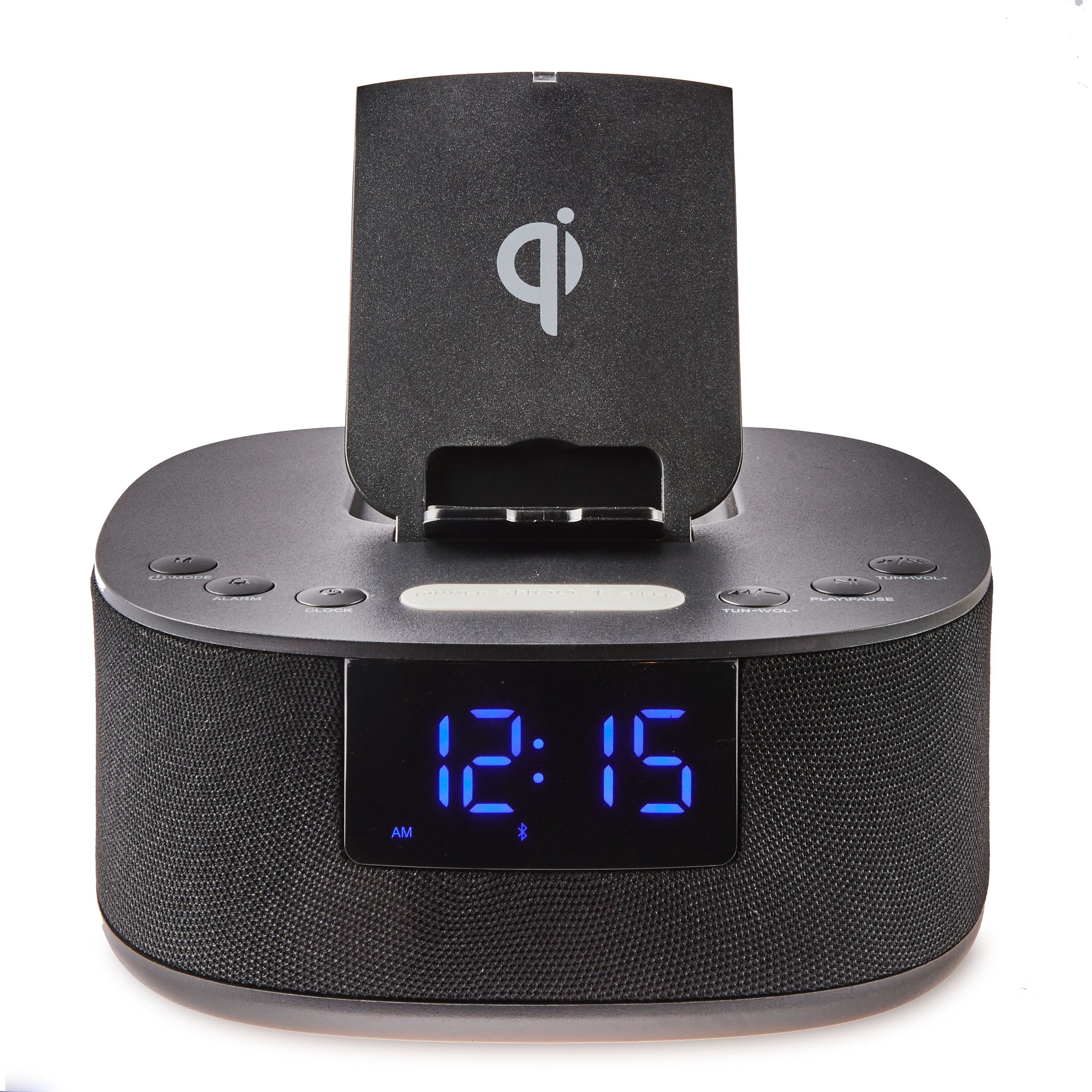 White Bluetooth CD Player Tabletop Boombox Stereo Clock Wireless Charging,Home Digital FM Radio Dual Alarm Clock Top-Loading Disc Players USB AUX Sleep Timer 