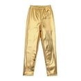 thumbnail image 3 of TiaoBug Kids Girls Shiny Metallic Leggings Bottoms Skinny Tights Pants Hip-Hop Jazz Street Dancewear Gold 10-12, 3 of 5