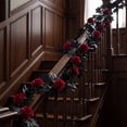 thumbnail image 2 of ZhangC Fall Artificial Maple Leaf Garland with Red Rose, 69 Inch Fall Hanging Vines with Black Leaves, Thanksgiving Halloween Indoor Outdoor Decor for Mantel, Staircase, Wedding and Party, 2 of 5