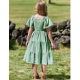 thumbnail image 5 of Arshiner Tween Girl Blue Easter Summer Dresses Fancy Beach Tiered Midi Dress with Pockets for 9-10 Years, 5 of 6