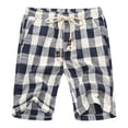 thumbnail image 3 of Plaid Shorts for Men 2026 Summer Casual Cotton Linen Lightweight Elastic Waist Straight Leg Beach Shorts with Pockets, 3 of 3