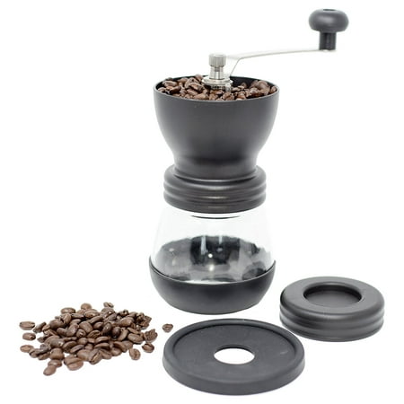 Premium Ceramic Burr Manual & Adjustable Fine to Coarse Grind Coffee Mill - Glass Jar & Sealable