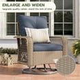 thumbnail image 2 of UDPATIO 3 Pieces Patio Furniture Set, Outdoor Swivel Gliders Rocker, Wicker Patio Bistro Set with Rattan Rocking Chair, Glass Top Side Table and Thickened Cushions for Porch Deck Backyard (Blue), 2 of 9