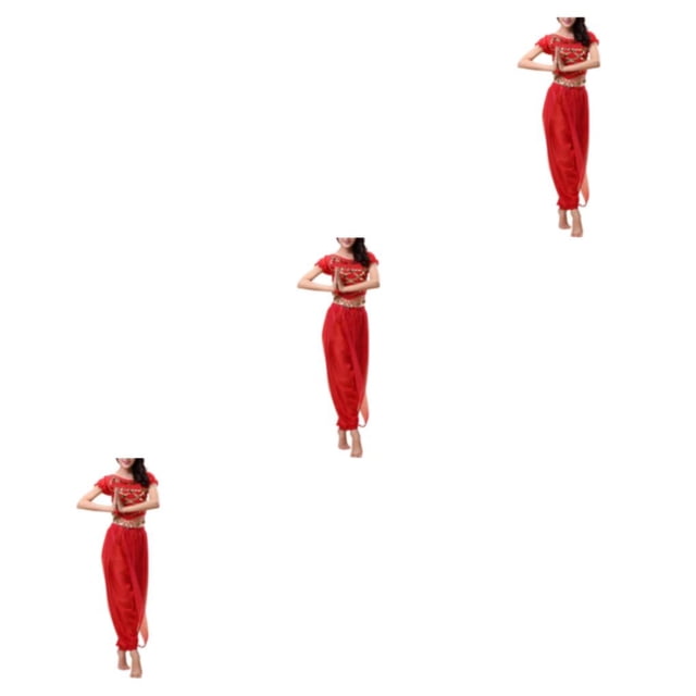 Sonducket Pantalones de danza del vientre indio, conjunto de disfraz de parte trasera de baile, traje de manga para adultos, ropa de Type1 NO1
