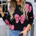 thumbnail image 3 of JMYHOAM Chandails pour Femmes Chandails pour Femmes Mode Ample Chandail Imprimé Manches Longues Col Rond Haut de Chandail, 3 of 5