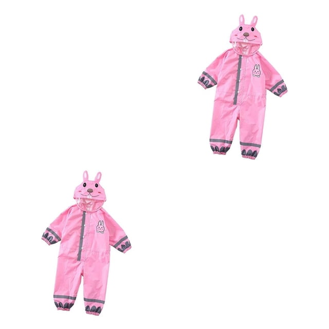 Yuarrent Chubasquero lindo para niños, chubasquero de dibujos animados, ropa impermeable para niños, impermeable 2piezas rosa L