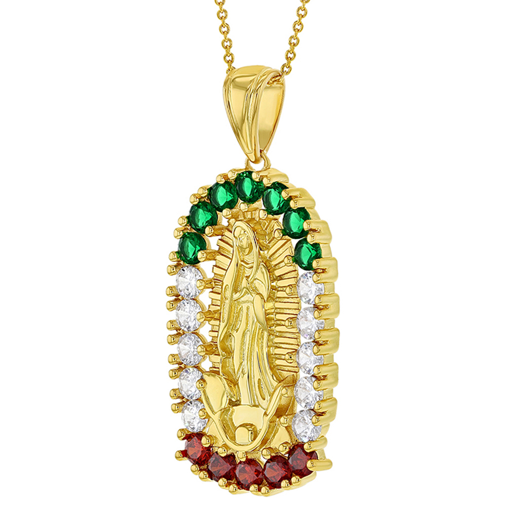 18k Gold Plated Mexican Flag Our Lady 