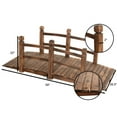 thumbnail image 2 of Gymax 5Ft Garden Wooden Bridge Decoration Backyard Pond w/ Safety Rails Brown, 2 of 10
