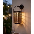 thumbnail image 3 of Solar Powered Outdoor Lantern, 8 Inch, Waterproof, Hanging or Wall Mount, Warm Glow, Brown Metal Cage Design, 3 of 10