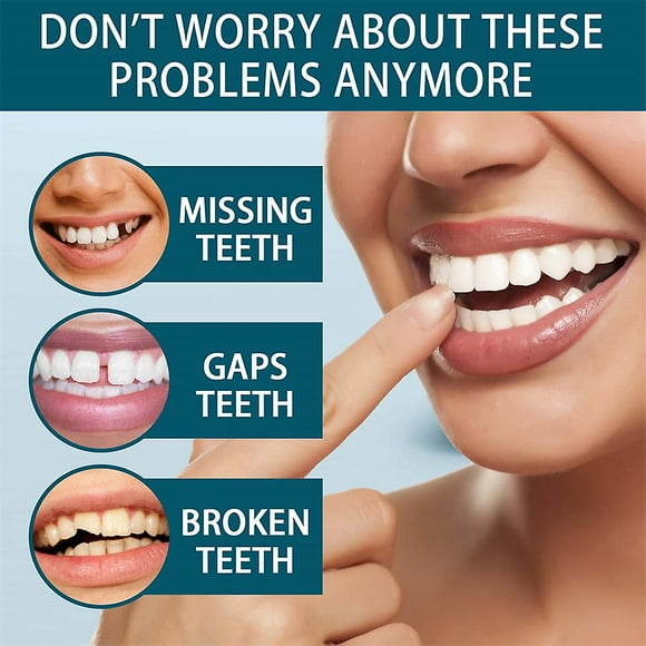 Clip in Veneers Teeth, 1 Pairs False Teeth - Clip in Veneers Teeth, Fake Braces Clip on Veneers Top and Bottom, Temporary Adjustable Snap-On Dentures