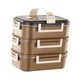 thumbnail image 2 of Fiambrera de acero inoxidable, recipiente para alimentos, recipiente hermético con 2 compartimentos, caja de embalaje, caja Bento para viajes, marrón, 2 of 9