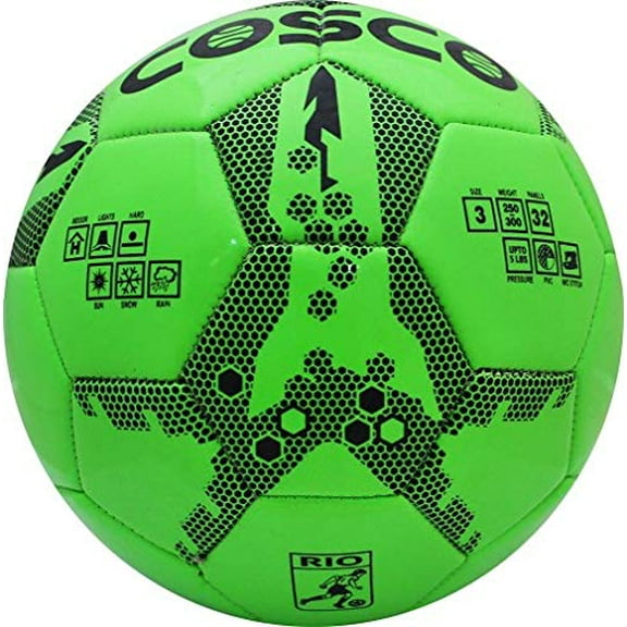 Cosco RIO (Green) Football, Size 3 | Multicolour | Backing: 1 Poly Cotton | Circumference: 58-60cm