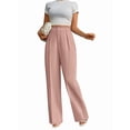 thumbnail image 4 of Women Wide Leg Pants High Waisted Business Casual Work Trousers Dressy Pants with Pockets Pink S, 4 of 9