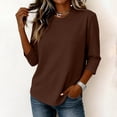 thumbnail image 6 of Nestiefly 3/4 Length Sleeve Womens Tops Dressy Casual Crew Neck T Shirts Loose Fit Three Quarter Sleeve Tops Woman Brown M, 6 of 7