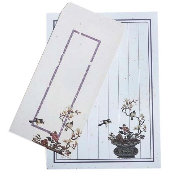 Panda Superstore PS-OFF490804011-YAN01896 Chinese Style Vintage Envelope Set Poetic Writing Paper Greeting Cards, Earthen Jar - Set of 10