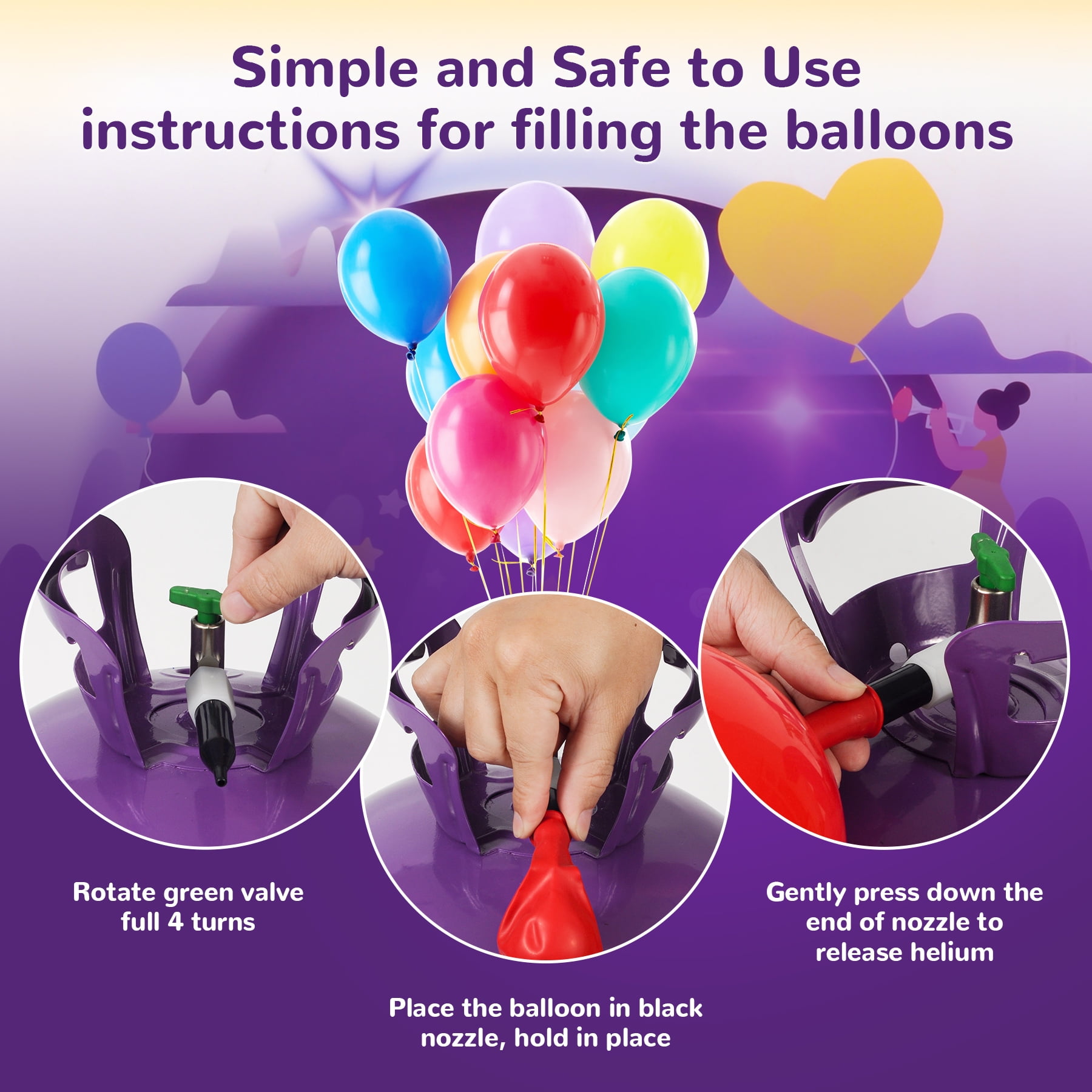 Soyishi 13.4L Helium Tank up to 50 Latex Balloons Helium Tank for Balloons at Home Helium Balloon Pump Kit Blend