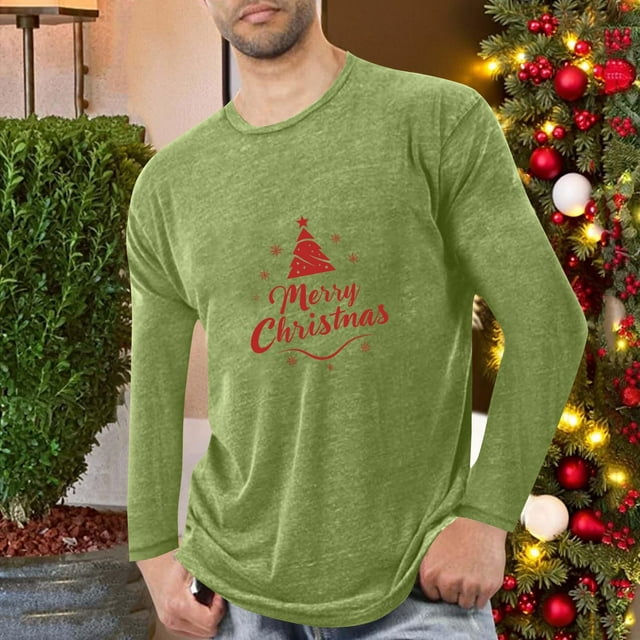 Handshe Pyjama pour Hommes à Manches Longues Col Rond, Imprimé de Noël, Pyjama de Détente pour la Maison, Pyjama de Vacances