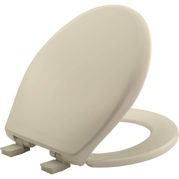 Asiento de inodoro de cierre lento, bisagras fáciles de limpiar y asiento de plástico ajustable de ajuste perfecto, redondo, hueso