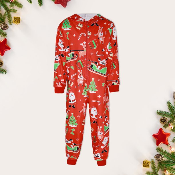 Pijamas Navideñas Mono con capucha navideño Ropa de dormir familiar informal Ropa para el hogar Ygjytge Rojo*niño 9 A para Unisex