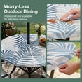 thumbnail image 5 of Round Outdoor Tablecloth with Umbrella Hole and Zipper, Blue Grey Palm Leaves Tablecloth with Elastic Waterproof, Summer Botanical Tropical Leaf Patio Table Covers for 45" - 54" Picnic Pool Tables, 5 of 9