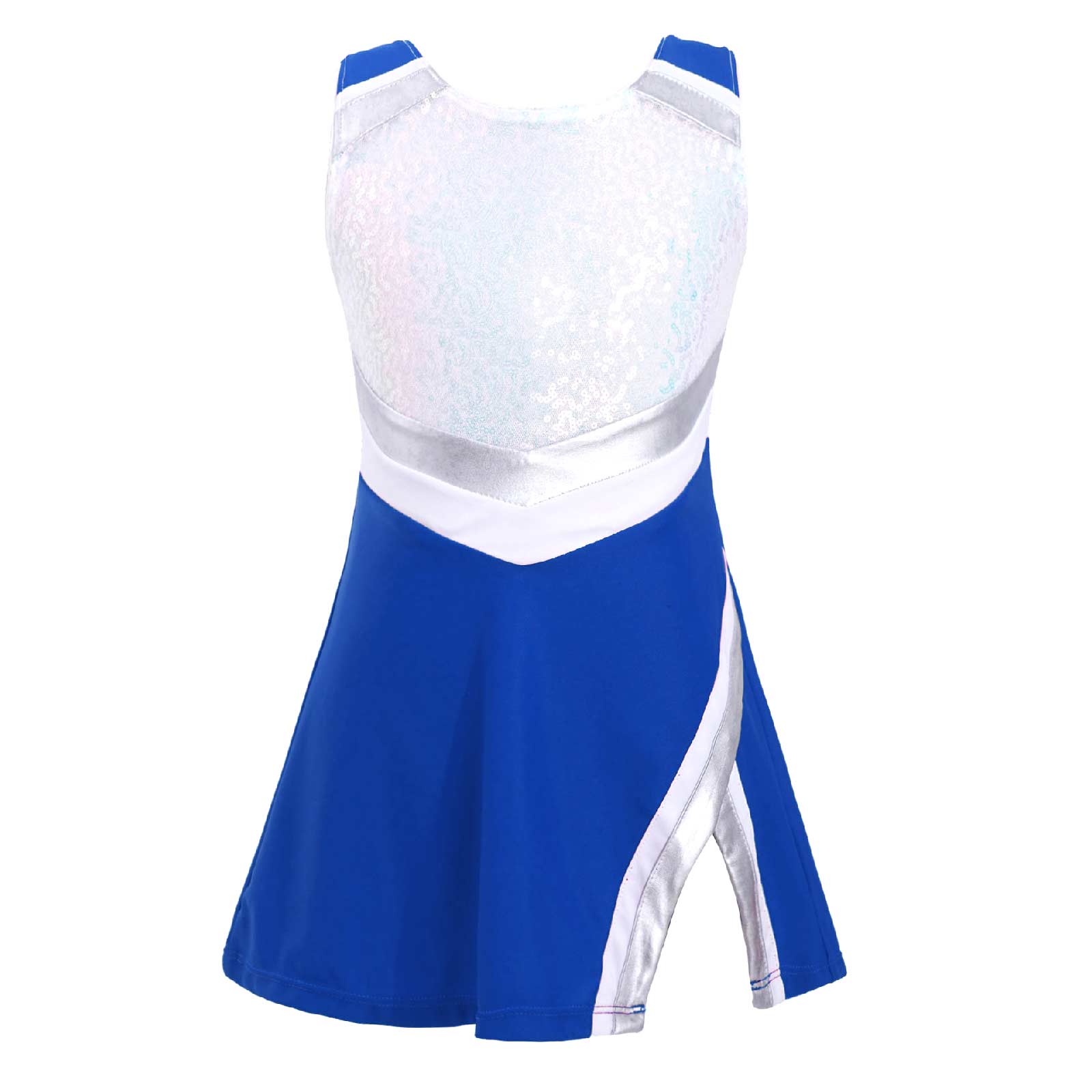 Yanarno Kids Girls Shiny Sequins Tennis Golf Sport Dress Outfits Athletic 2 Pcs A-Line Dress with Royal Blue 4