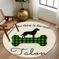 thumbnail image 2 of Round Area Rug 8 Ft, Green Black Buffalo Checkered Washable Non-Slip Circle Carpet for Living Room/Bedroom, Bones Cute Dogs Pets Collection Low-Profile Large Area Rugs for Indoor, 2 of 8