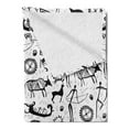 thumbnail image 2 of Tribal Soft Flannel Fleece Throw Blanket, Culture Pattern with Traditional Animal and Arrows Folk Design, Cozy Plush for Indoor and Outdoor Use, 50" x 60", Black and White, by Ambesonne, 2 of 5
