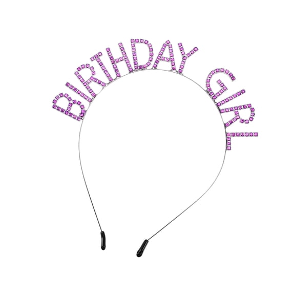 Vocoste Birthday Girls headband Tiara for Women Girls Rhinestone Happy Birthday Accessories Silver Tone, Purple