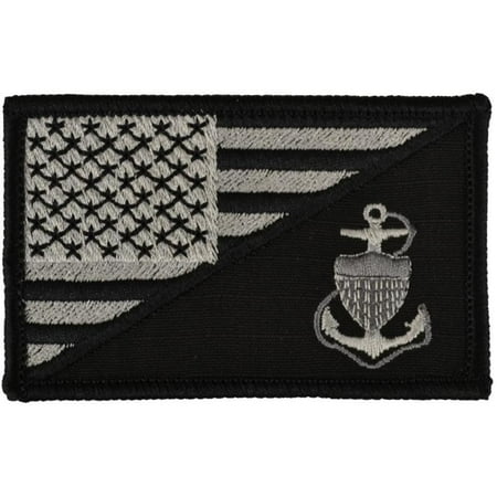 - US Coast Guard CPO Anchor USA Flag - 2.25x3.5 Patch