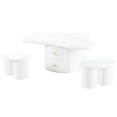 thumbnail image 4 of Irregular Coffee Table : 2 Drawers, Stools, Living Room Furniture, White , 38.2x26.4x14.6 Inches Design With Drawers & Room,, 4 of 6
