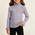 thumbnail image 2 of BLVB Girls Turtleneck Sweaters Pullover Toddler Baby Kids Ribbed Knit Ruffle Long Sleeve Jumper Tops Fall Winter Clothes(Gray,7-8Years), 2 of 8