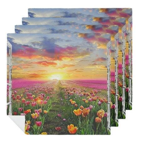 

Facannap Flowers Sunset Cloth Napkins Set of 6 Hotel Home Banquet Table Decor Washable Dinner Napkin 2 PCS
