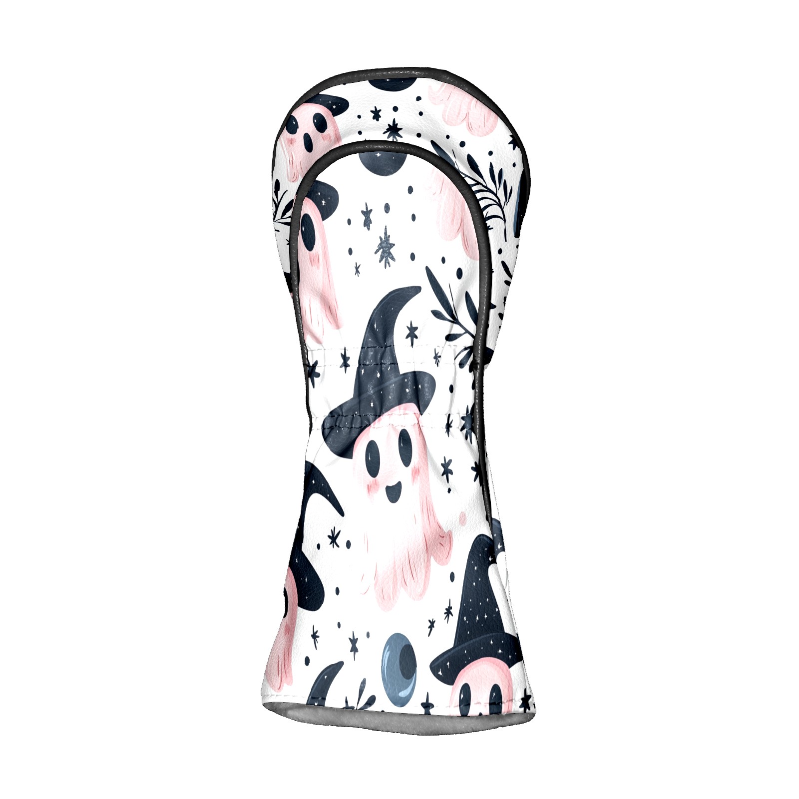 Golf Club Covers, Pink Ghost Witch Hat Premium PU Leather Driver Hybrid Putter Head Covers with Velvet Lining, Waterproof Golf Gifts for Men Women