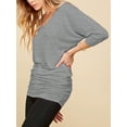 thumbnail image 4 of Made by Johnny Women's V-Neck 3/4 Sleeve Dolman Top with Side Shirring XXXXL HEATHER_DARK_GREY, 4 of 6