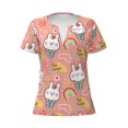 thumbnail image 3 of Naloa Rabbit So Cute Print T-Shirts Short Sleeve V Neck Tees for Women Fashion Tops Trendy Lightweight Soft Casual Summer Outfits Clothes, 3 of 5