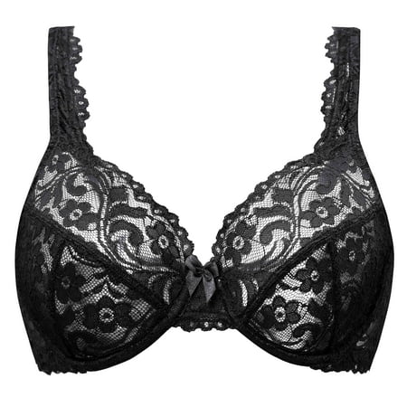 

MELENECA Women s Full Coverage No Padding Plus Size Lace Underwire Bra Black 36G