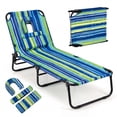 thumbnail image 1 of Costway Beach Chaise Lounge Chair with Face Hole Pillows & 4-Position Adjustable Backrest Blue & Green, 1 of 9