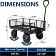 thumbnail image 5 of 880 lbs 10" Flat Free Tires Steel Garden Cart with 180° Rotating Handle and Removable Sides, Heavy Duty 4 Cu.Ft Capacity Utility Garden Carts and Wagons, Black, 5 of 15