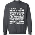 thumbnail image 2 of OXI Crewneck Sweatshirt - Bad Behavior Sarcastic, Basic Casual Sweatshirts for Men's and Women Fleece Sweatshirt Long Sleeve - Charcoal Medium, 2 of 2