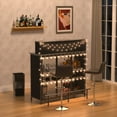 thumbnail image 3 of GDLF Mini Home Bar Cabinet with Storage and Footrest, Wood Gray, 3 of 18