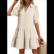 thumbnail image 1 of Vestido Plisado de Corta para Mujer, Color Crema, Talla XL, 1 of 7