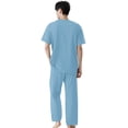thumbnail image 4 of YOUYEDIAN Scrubs Set for Men Stretchy Medical Uniform Vneck Short Sleeve Scrubs & Jogger Pants with Pocket Classic Fit Scrubs Sets Light Blue XL, 4 of 7