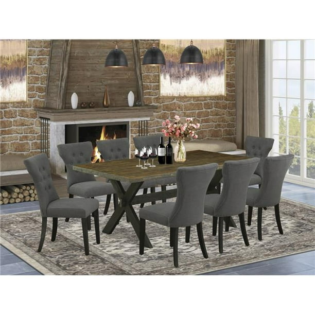 9 Piece X-Style Dining Room Table Set - Dark Gotham Gray - Walmart.com