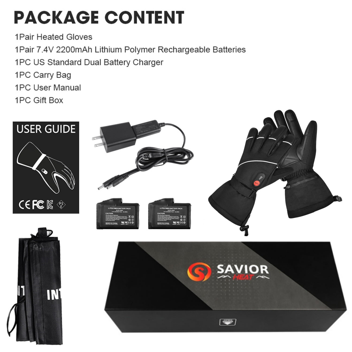 SAVIOR HEAT Heated Gloves for Men Women, Rechargeable Electric Heated Leather Skiing and Snowboarding Gloves