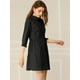 thumbnail image 4 of Vestido camisero informal Allegra K con pliegues manga 3/4 botones Negro S, 4 of 6