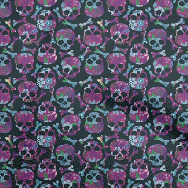 oneOone Silk Tabby Purple Fabric Skull Craft Projects Decor Fabric Printed By The Yard 42 Inch Wide