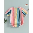 thumbnail image 4 of Bagilaanoe Newborn Baby Girl Rompers Rainbow Striped Print Short Sleeve Bodysuit 3M 6M 12M 18M Infant Summer One Piece Jumpsuit, 4 of 8