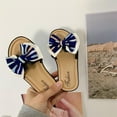 thumbnail image 4 of SERTG Kids Summer Stripe Bow Flops Versatile Soft Sole Non-Slip Casual Beach Sandals for Girls Outdoor Play and Daily Activities Comfortable Footwear(Blue,6-6.5 Years), 4 of 7